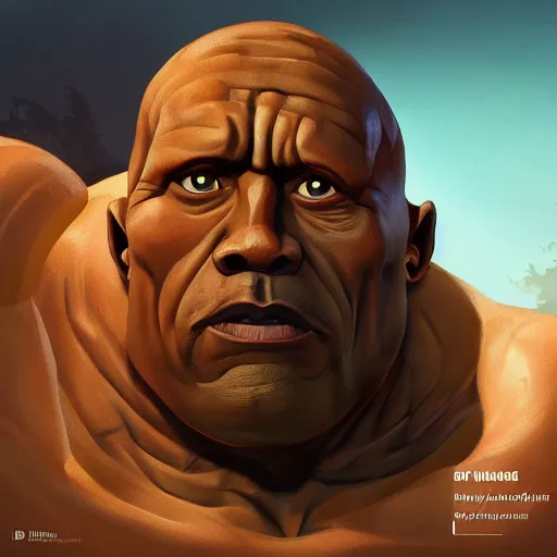 Image similar to Portrait of Dwayne Johnson as a stone golem, fierce and wild look, mattepainting concept Blizzard pixar maya engine on stylized background splash comics global illumination lighting artstation lois van baarle, ilya kuvshinov, rossdraws