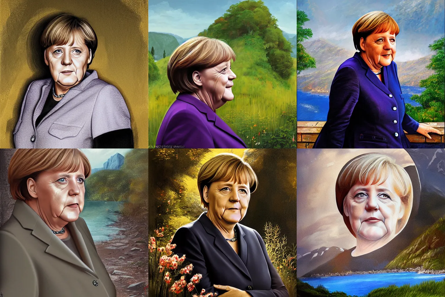 Prompt: a portrait of Angela Merkel in a scenic environment by Alejandro Burdisio