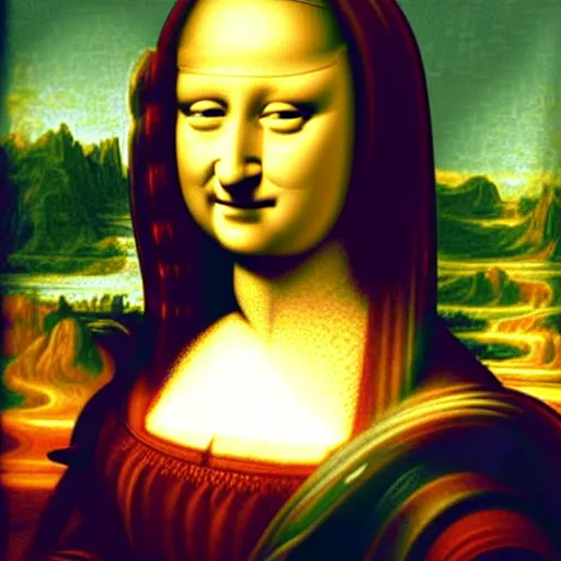 Image similar to queen of england painted as the monalisa