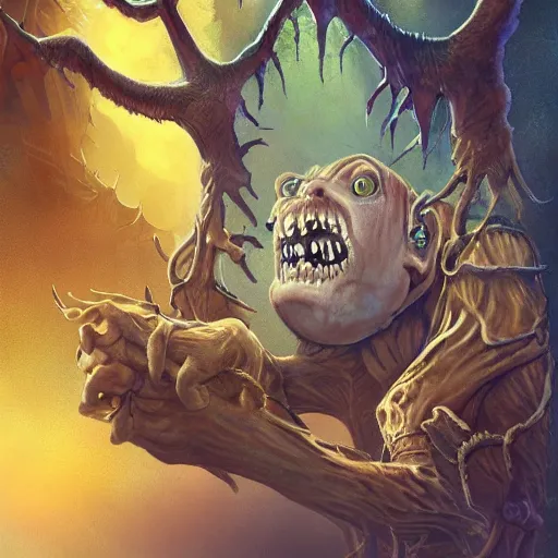 Image similar to cowering in fear from the limitless creativity monster, fantasy style, hd illustration