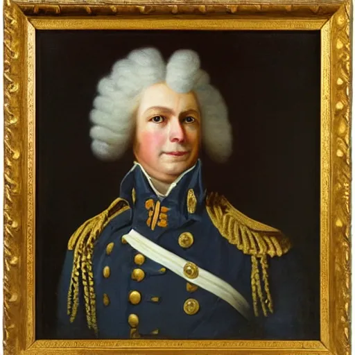 Image similar to A portrait of the Swedish war hero, naval officer Erik Hare, who is a rabbit, oil painting from 1787