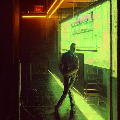 Image similar to the words matthew in a neon sign above a future cyber restaurant, intense glow by ismail inceoglu dragan bibin hans thoma greg rutkowski alexandros pyromallis nekro rene maritte illustrated, perfect face, fine details, realistic shaded, fine - face, pretty face, masterpiece