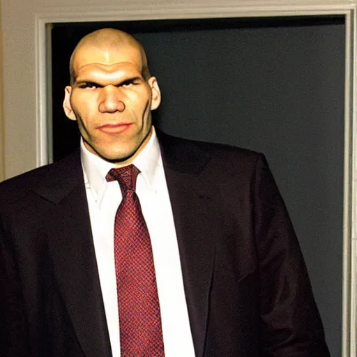 Image similar to Nikolai Valuev as the American Psycho