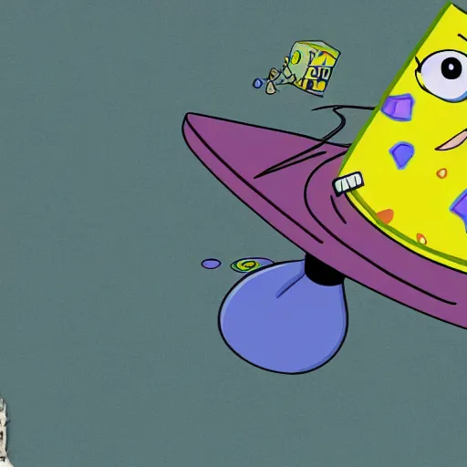 Image similar to crashed spaceship, spongebob