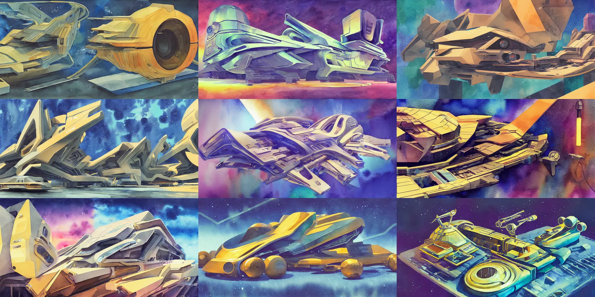 Prompt: futuristic radio modular synth, in watercolor gouache detailed paintings, in style of heikala, vibrant color, noise diary, big medium small, golden ratio, hard surface, props, device, vehicles, artstation, spaceship, concept art, items, sci - fi, zaha hadid, building, megastructures