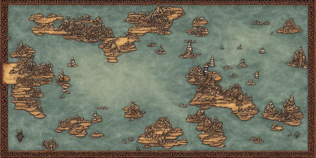 Image similar to fantasy pirate map top down view cohesive
