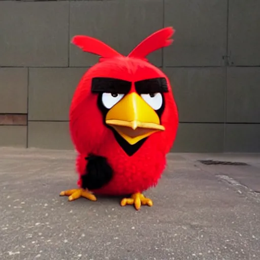 Prompt: angry bird in cool clothes