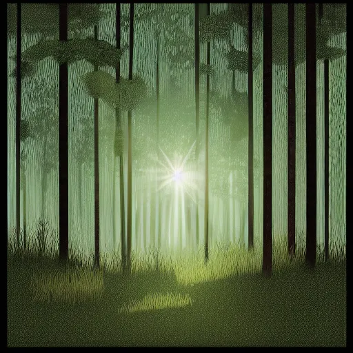 Prompt: forest in the morning light, digiital illustration, intricate