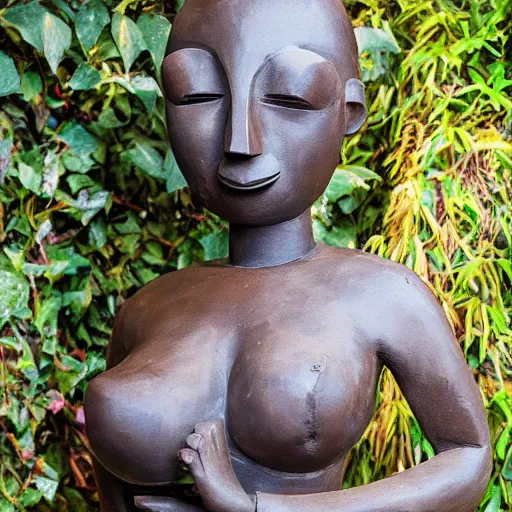 Image similar to Kaitlyn Michelle Siragusa, better known as Amouranth, full body sculpture, african fertility sculpture, 1930s sculpture