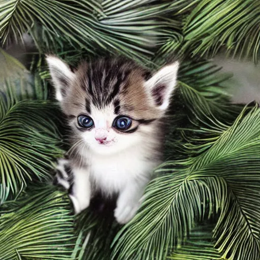 Prompt: kitten in a palm