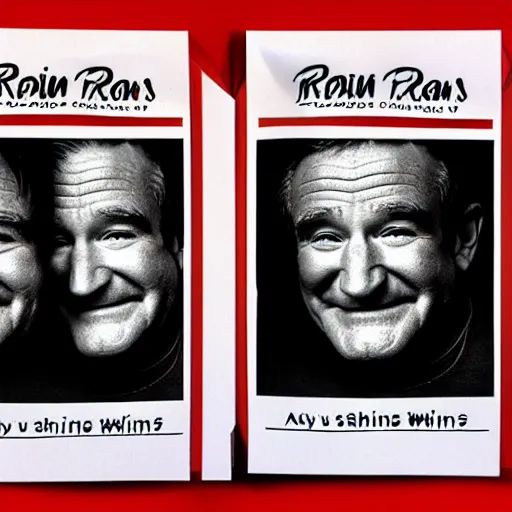 Prompt: robin williams smile. picture printing in graphic design