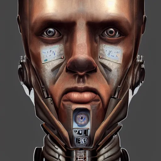 Image similar to Portrait of a cybernetic man, steampunk, digital art, artstation, detailed, realistic