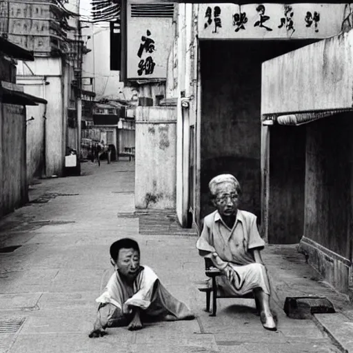 Prompt: street life of 1 9 5 0 s hongkong, by fan ho,