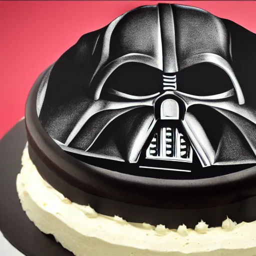 Prompt: Vader as a cake, high detail, hyperrealism