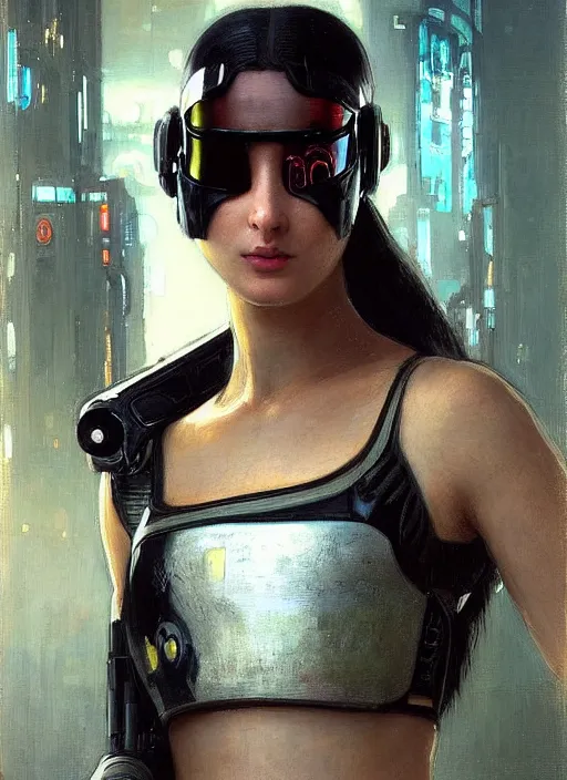 Image similar to Beautiful Maryanne. beautiful cyberpunk Frogtrooper wearing a military vest and tactical military stealthsuit (cyberpunk 2077, Blade Runner 2049). gorgeous face. Orientalist portrait by john william waterhouse and Edwin Longsden Long and Theodore Ralli and Nasreddine Dinet, oil on canvas. Cinematic, hyper realism, realistic proportions, dramatic lighting, high detail 4k