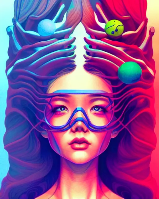 Image similar to richly detailed color illustration of a an-existential-crisis illustrated by Artgerm and Mina Petrovic and Timothy Kong and Marina Federovna. 3D shadowing