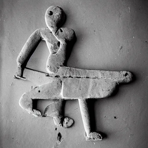 Prompt: ancient harappan toys, award winning black and white photography