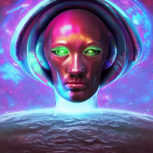 Prompt: photorealistic alien god. hyperdetailed photorealism, 1 0 8 megapixels, amazing depth, glowing rich colors, powerful imagery, psychedelic overtones, 3 d finalrender, 3 d shading, cinematic lighting, artstation concept art