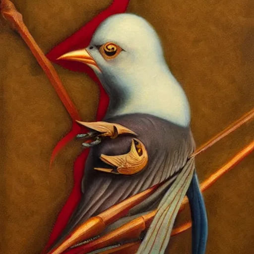 Prompt: bird warrior, detailed, classic painting,