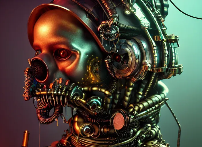 Prompt: an intricately detailed ultra - realistic unreal engine 5 rendering of a portrait of steampunk cyberpunk neon - bordered cyborg zombie werewolf, concept art, intricate details, eerie, highly detailed, photorealistic, octane render, 8 k uhd art by kilian eng