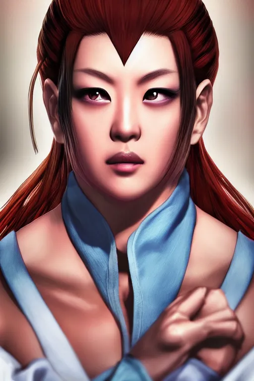 Image similar to Chun-Lil from Street Fighter , pretty face, ultra detailed, digital art, 8k ,character ,realistic, portrait, hyperrealistic