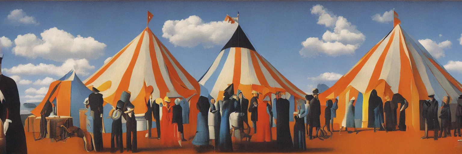 Prompt: circus tent painting magritte