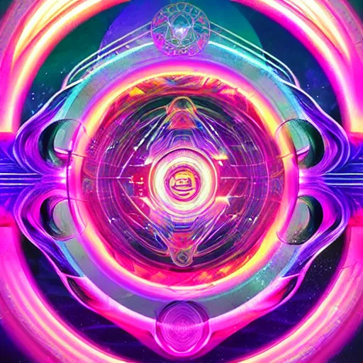 Prompt: a netrunner vortex mandala, vaporwave aesthetic, colorful, psychedelic, digital painting, artstation, concept art, smooth, sharp focus, illustration, art by artgerm and greg rutkowski and alphonse mucha