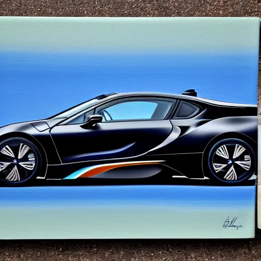 Image similar to bmw i 8 oil painting