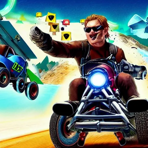 Image similar to mariokart mad max movie.