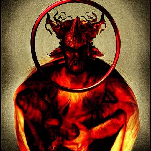 Image similar to The Devil's Hellfire burns hot as I spin on the wheel of karma, by Dave McKean, no borders, high quality, 8k, trending on Artstation, surreal