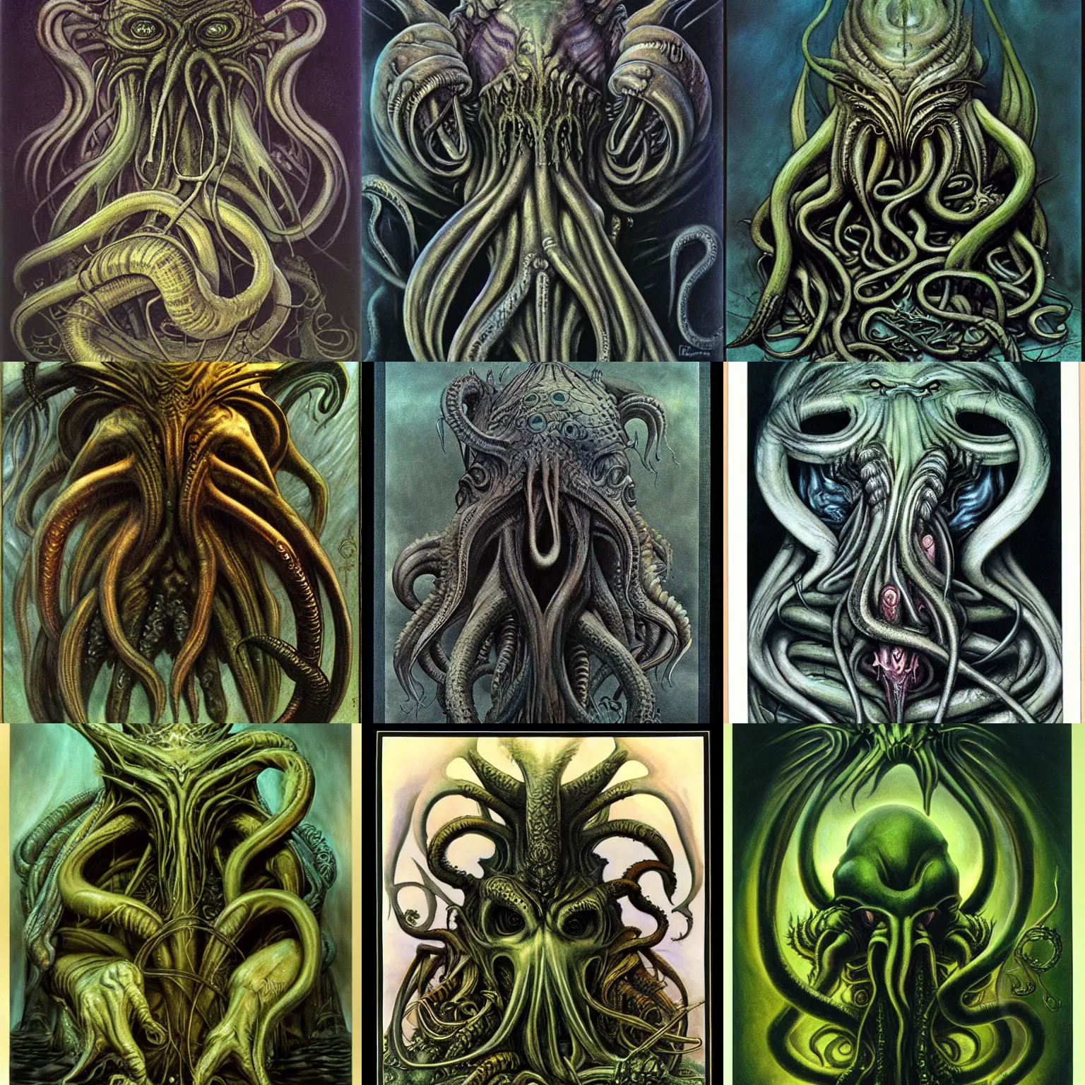 Prompt: Cthulhu by H R Giger and Brian Froud