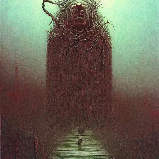 Image similar to 😨🦁💫 beksinski, eldritch, apocalypse, creepy creature, horror spooky