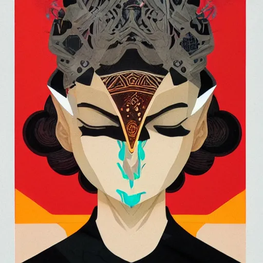 Prompt: YSL x FG x Wrath of Asura Profile Picture by Sachin Teng, asymmetrical, Organic Painting , Matte Painting, geometric shapes, hard edges, graffiti, street art,:2 by Sachin Teng:4