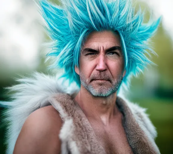 Image similar to award winning 5 5 mm close up portrait color photo of super saiyan biden, in a park by luis royo. soft light. sony a 7 r iv