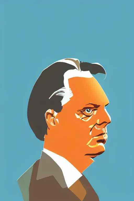 Image similar to minimalist boho style art of mad viktor orban, illustration