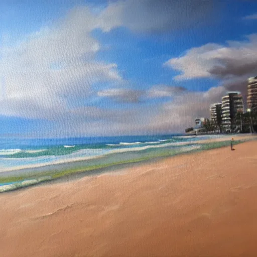 Image similar to san diego beach, oil on canvas, hyperrealism, photo realistic, artstation, centered, hdr