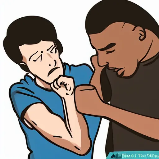 Image similar to a wikihow illustration of a man punching himself