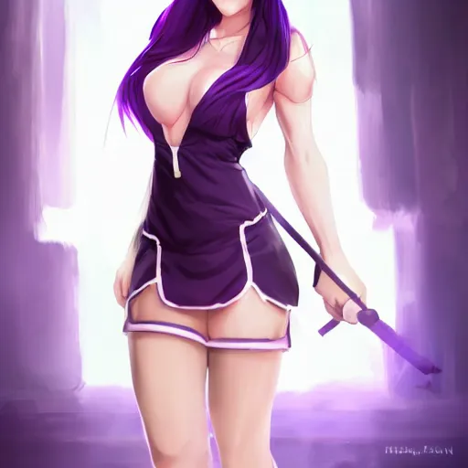 Image similar to purple dress of tifa lockhart by WLOP, rossdraws, Logan Cure, Mingchen Shen, BangkuART, sakimichan, yan gisuka, JeonSeok Lee, zeronis, Chengwei Pan on artstation