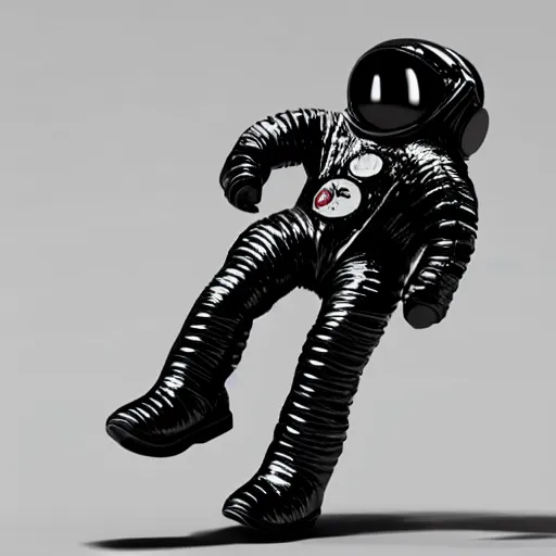 Prompt: 3 d model of a disco astronaut dancer against a black background, big boots, super mega oversized helmet, lots of little greebles