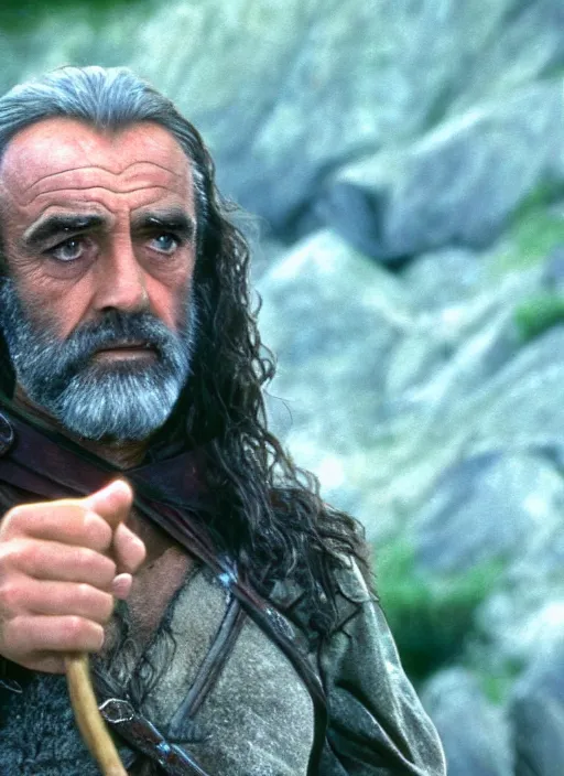 Image similar to film still of Sean Connery as Aragorn in The Lord of the Rings, 4k