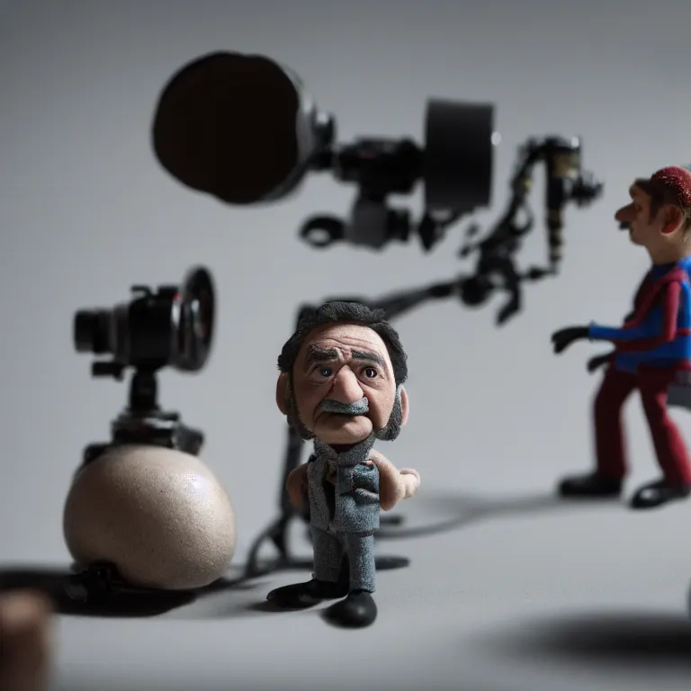 Image similar to a cinematic film still of a claymation stop motion film starring bill murray, portrait, shallow depth of field, 8 0 mm, f 1. 8