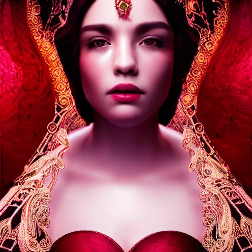 Prompt: portrait of wonderful princess of ruby with fair skin, ornate 8 k gorgeous intricate detailed, accent lighting, dramatic cinematic lighting, octane render