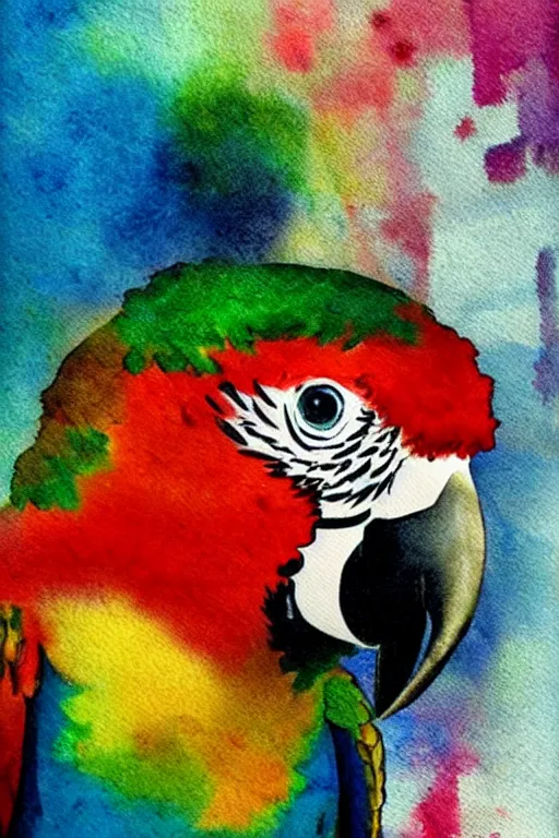 Prompt: a parrot on a pirate ship, abstract, vintage, artistic, sharp focus, masterpiece, watercolor, art in the style of joshy sly