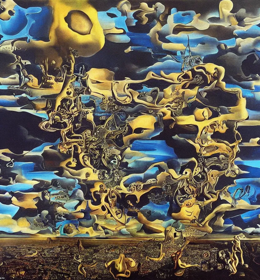 Image similar to the world between death and life, surrealistic extremely detailed painting, by damien gilley and salvador dali