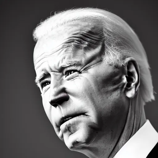 Image similar to Joe Biden as a police officer, black and white, high detail, portrait, close up, photorealistic, grit