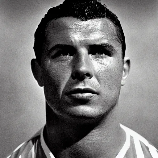 Image similar to real ronaldo by yousuf karsh, head and shoulders, faint smile