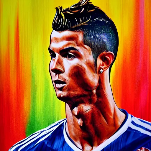 Prompt: painting portrait of cristiano ronaldo, high detail, high resolution