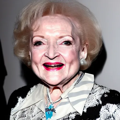 Prompt: betty white with awful face tattoos