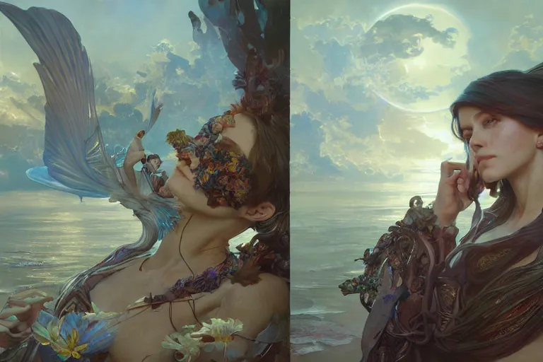 Image similar to painting of transcommunication, ultra realistic, concept art, intricate details, eerie, highly detailed, photorealistic, octane render, 8 k, unreal engine. art by artgerm and greg rutkowski and alphonse mucha