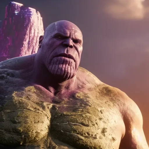 Prompt: Film still of Thanos, from Red Dead Redemption 2 (2018 video game)